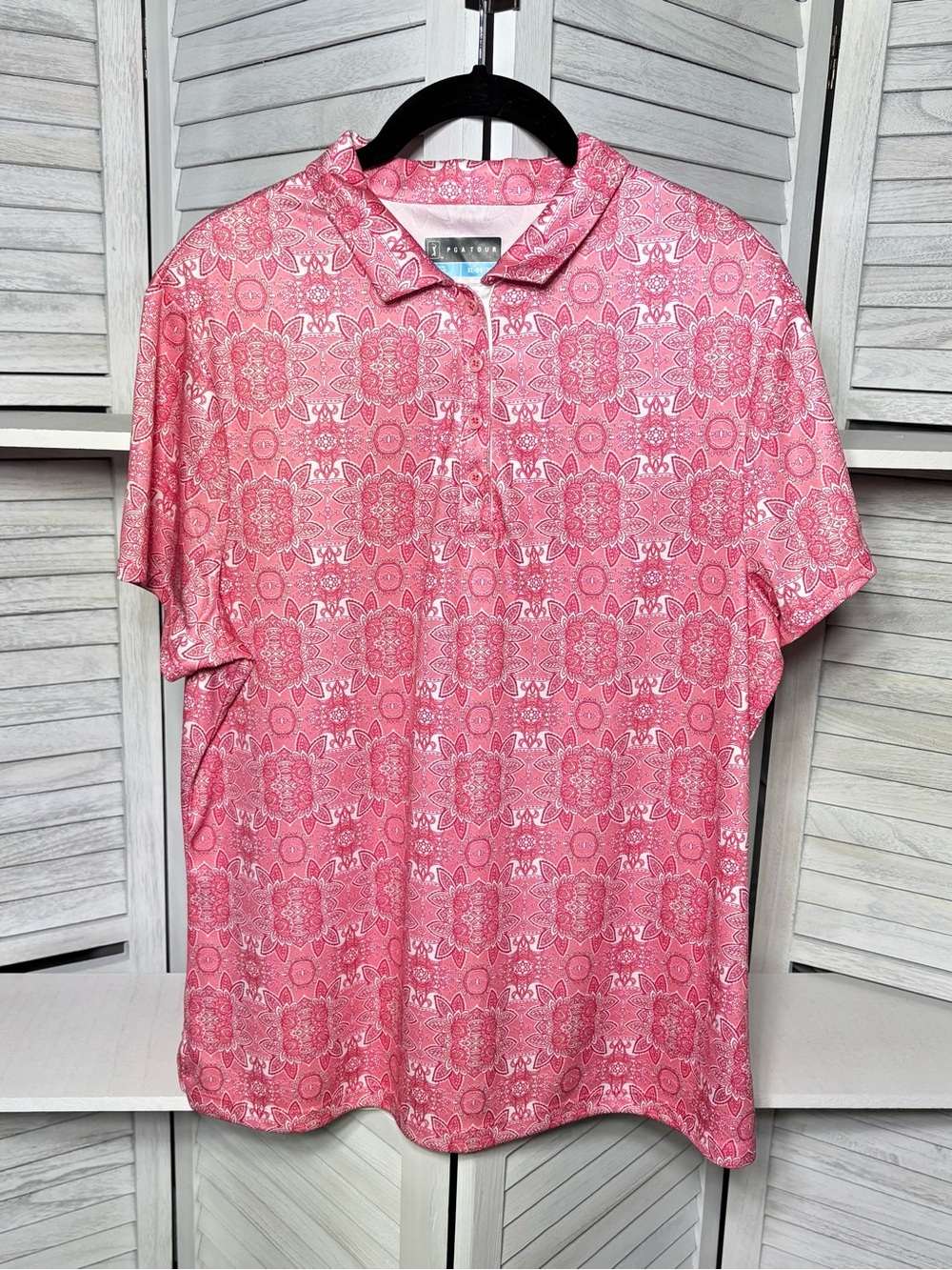 PGA Tour Women’s XL Pink Paisley Performance Golf Polo Shirt